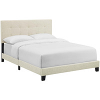 Amira King Upholstered Fabric Bed - Beige