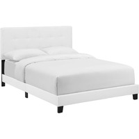 Amira King Upholstered Fabric Bed - White