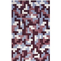 Andela Interlocking Block Mosaic 5x8 Area Rug - Multicolored Red and Light Blue