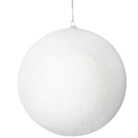 Vickerman 6" White Flocked Ball Ornament 4/Bg - M180611