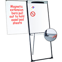 Magnetic Dry-Erase Footbar Presentation Easel, Black & Silver Aluminum Frame, 29.5" X 42"