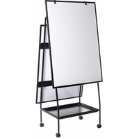 Creation Station Magnetic Steel Dry-Erase Mobile Easel, Black Aluminum Frame, 29.5" X 42"