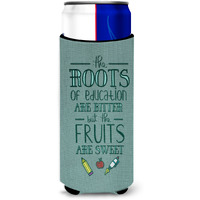 "Caroline's Treasures Education Fruits Are Sweet Teacher Michelob Ultra Hugger For Slim Cans, Multicolor"