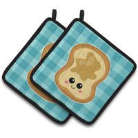 "Caroline's Treasures BB6843PTHD Peanut Butter Toast Pair of Pot Holders, 7.5 x 7.5"", Multicolor"