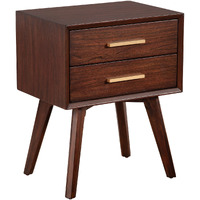 25 Inch 2 Drawer Wooden Nightstand with Bar Pulls, Brown