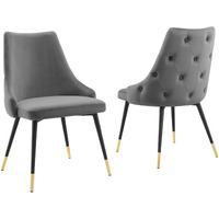 Adorn Dining Side Chair Performance Velvet Set of 2 Gray