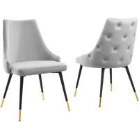 Adorn Dining Side Chair Performance Velvet Set of 2 Light Gray