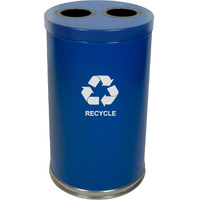 18RTBL-2H-VV Ergode Emoti-can | Dual Opening Recycling Container with Lift-Off Lid, Stainless Steel Bottom Band, 2 Half-Moon Liners, and Sorting Decals