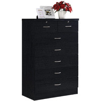 Hodedah 7-Drawer Chest with Locks on 2-Top Drawers in Black