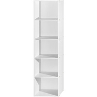 Hodedah 5-Shelf Bookcase in White