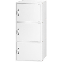 Hodedah 3-Shelf, 3-Door Bookcase in White