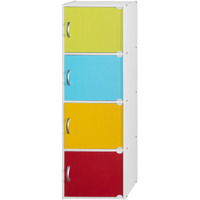 Hodedah 4-Shelf, 4-Door Bookcase in Rainbow