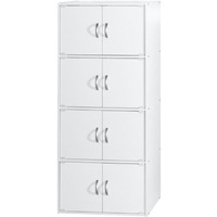 Hodedah 4-Shelf, 8-Door Bookcase Cabinet in White