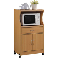 Hodedah Microwave Kitchen Cart in Beech