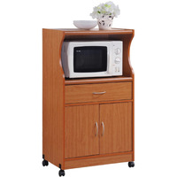 Hodedah Microwave Kitchen Cart in Cherry