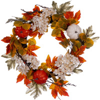 22" Fall Pumpkin Hydrangea Wreath