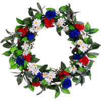 22" Red White Blue Floral Wreath