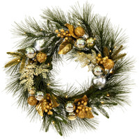 24" Wreath Gold/Silver Decor BO35WW