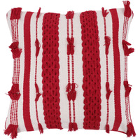 20" x 20" Red/White Stripe Cotton Pillow