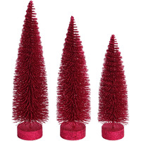 12"-14"-16" Dusty Rose Glitt Tree 3/Set