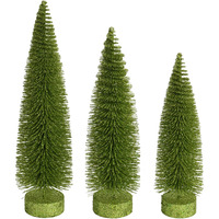 12"-14"-16" Lime Glitter Oval Tree 3/Set