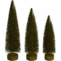 12"-14"-16" Green Oval Tree 3/Set