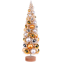 18" Frosted Gold Tree Gold-Silver Balls