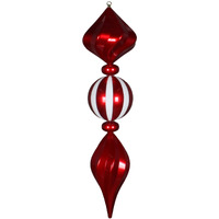 36" Red/White Candy Swirl Finial Orn