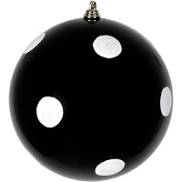 6" Black Candy Ball White Dots 4/Bag