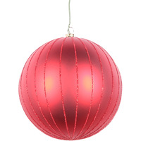 5" Red Matte Glitter Ball Ornament 4/bag