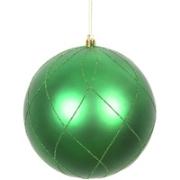 6" Green Matt Glitter Swirl Ball 3/Bx