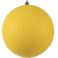 6" Yellow Matt Glitter Swirl Ball 3/Bx