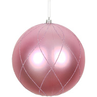 6" Pink Matt Glitter Swirl Ball 3/Bx