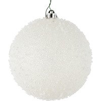 8" White Ice Ball Ornament 2/Bag