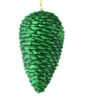 10" Emerald Matte Glitter Pinecone 2/Box