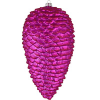 10" Fuchsia Matte Glitter Pinecone 2/Box