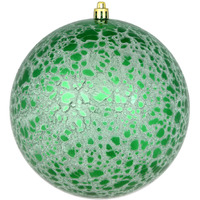 6" Green Crackle Ball Ornament 4/Bag