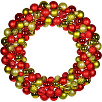 24" Red-Lime Asst Ornament Wreath