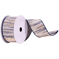 2.5"x10yd Navy/Cream/Champagne Ribbon