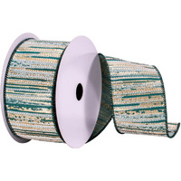 2.5"x10yd Green/Cream/Champagne Ribbon