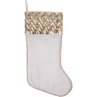 19" White Chevron Sequin Stocking