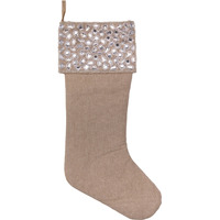 19" Burlap Silver Jewel Stocking