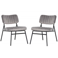 LeisureMod Marilane Velvet Accent Chair With Metal Frame Set of 2