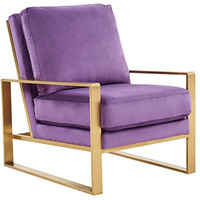 LeisureMod Jefferson Velvet Design Accent Armchair With Gold Frame