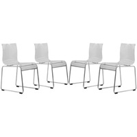 LeisureMod Lima Modern Acrylic Chair, Set of 4