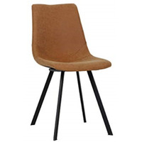 LeisureMod Markley Modern Leather Dining Chair With Metal Legs