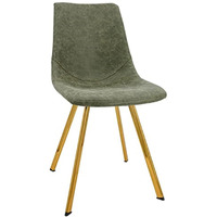 LeisureMod Markley Modern Leather Dining Chair With Gold Legs