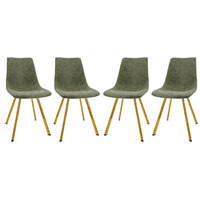 LeisureMod Markley Modern Leather Dining Chair With Gold Legs Set of 4