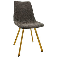 LeisureMod Markley Modern Leather Dining Chair With Gold Legs