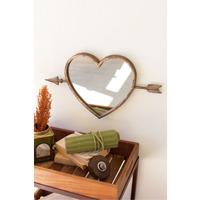 ANTIQUE BRASS HEART WALL MIRROR